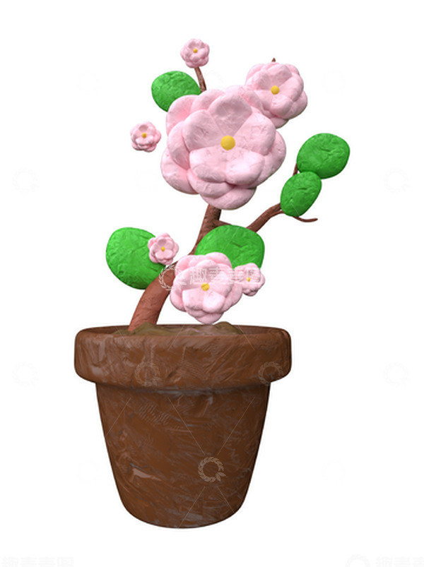 源文件下载【趣麦麦图】黏土樱花粘土手工粉色鲜花手工装饰妇女节