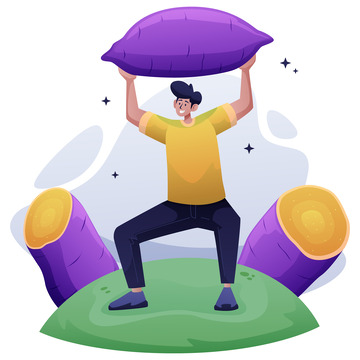 矢量卡通人物男孩紫薯抽象