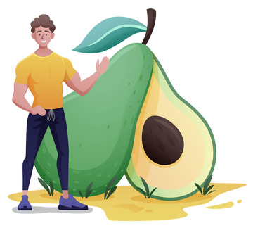 矢量健身人物牛油果减脂男生