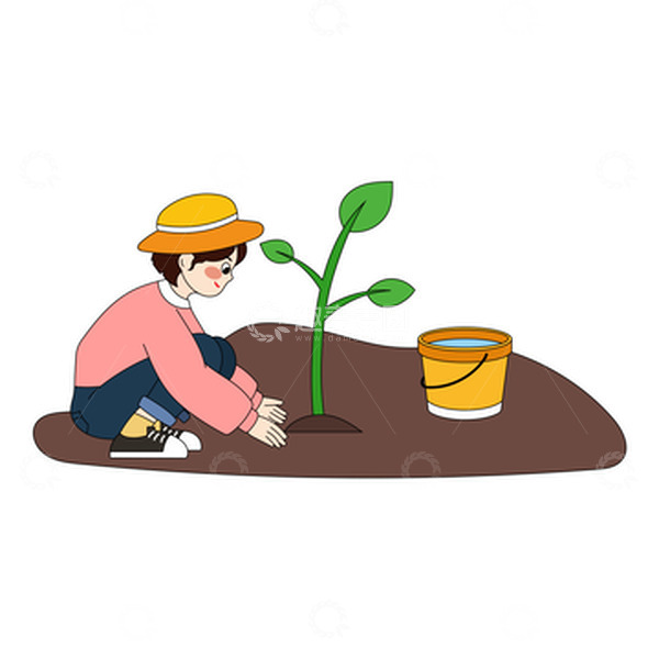 源文件下载【趣麦麦图】植树节植树场景植树人物插画