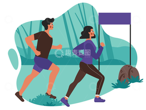 源文件下载【趣麦麦图】矢量扁平卡通人物跑步人物锻炼马拉松