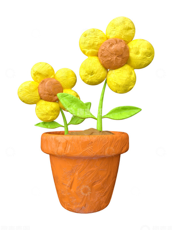 源文件下载【趣麦麦图】粘土太阳花黏土手工装饰花鲜花