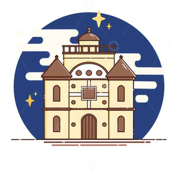 源文件下载【趣麦麦图】MBE插画开平碉楼