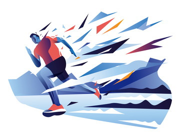 矢量抽象简约人物剪影冲刺碎片奔跑