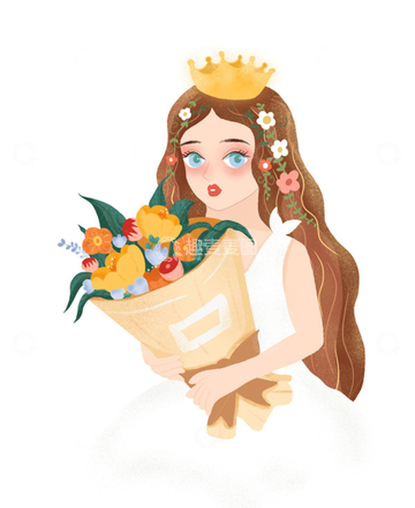 源文件下载【趣麦麦图】卡通女孩女神节