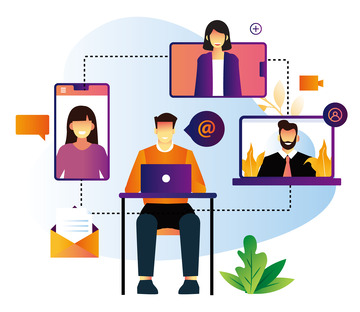 扁平矢量会议电脑网络会议办公