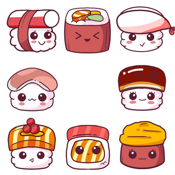 扁平创意寿司组合