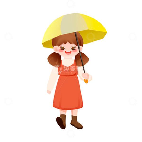 源文件下载【趣麦麦图】打伞的女孩手绘图