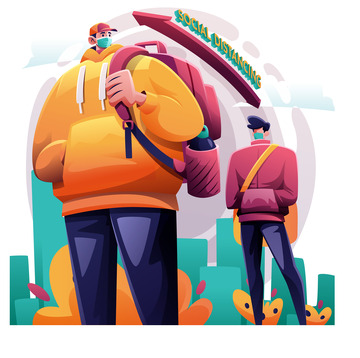 扁平矢量扁平人物学生夸张风卡通人物