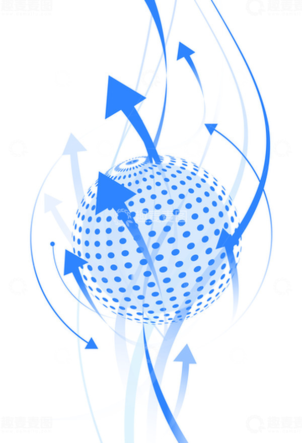 源文件下载【趣麦麦图】蓝色科技球体渐变箭头线条装饰元素