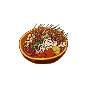 手绘卡通重庆美味串串