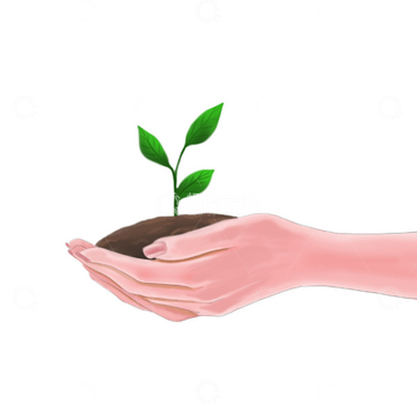源文件下载【趣麦麦图】绿色植树节手捧泥土树苗