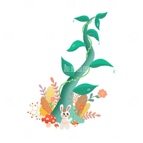 源文件下载【趣麦麦图】惊蛰植物花朵复苏手绘元素