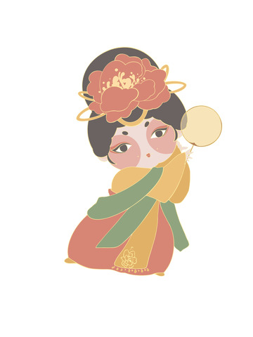 唐风执扇仕女图