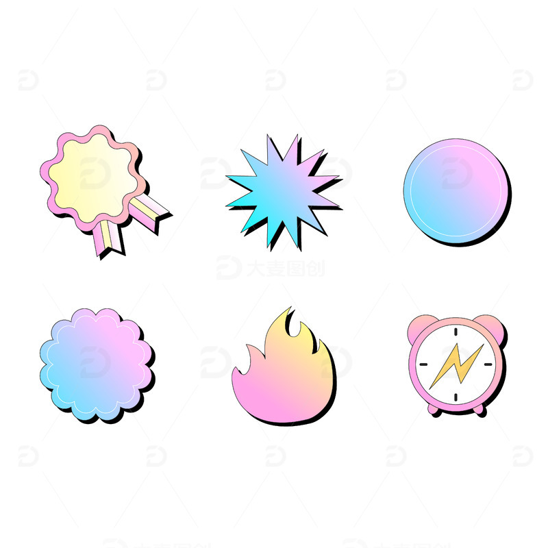 扁平渐变电商促销标签元素