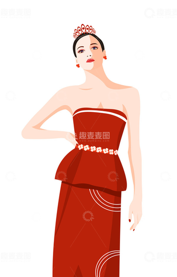 源文件下载【趣麦麦图】38妇女节插画女性人物戴皇冠