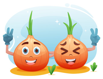 大蒜蒜苗卡通形象卡通蒜头蒜苗矢量扁平