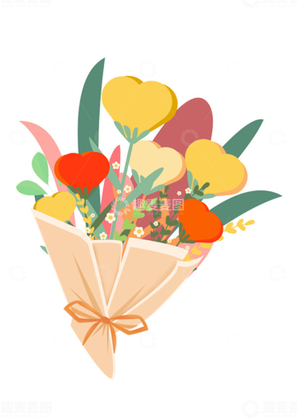 源文件下载【趣麦麦图】小清新春天电商扁平装饰插画鲜花花束