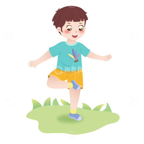 源文件下载【趣麦麦图】手绘卡通踢毽子的小男孩