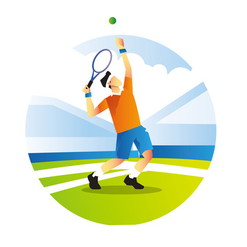 网球打网球训练运动员简约扁平矢量