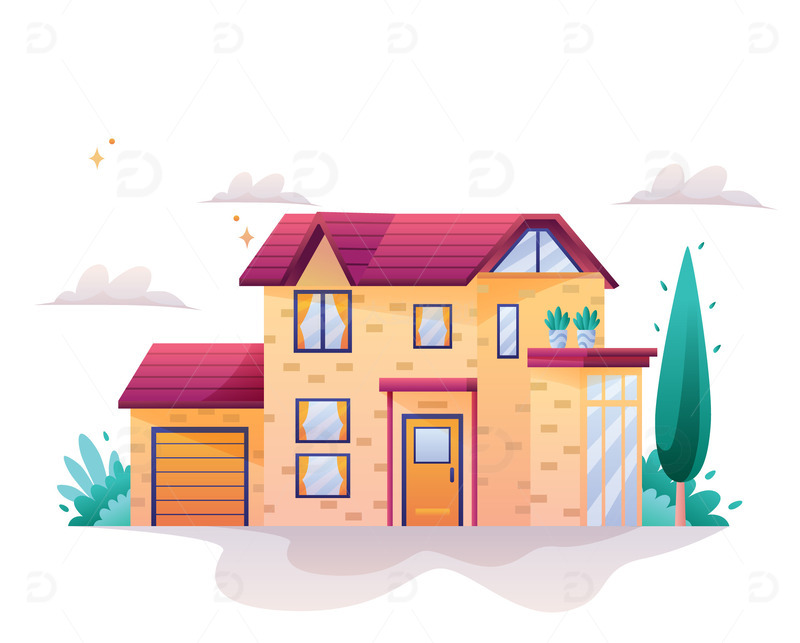 卡通房子房屋建筑住宅洋房矢量扁平