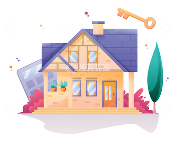 源文件下载【趣麦麦图】卡通房子房屋住宅钥匙建筑矢量扁平