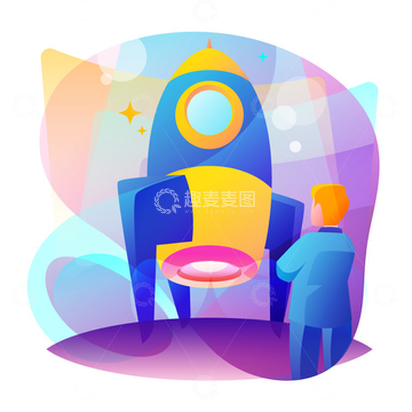源文件下载【趣麦麦图】创业投资启动火箭商务人士矢量扁平