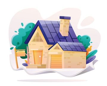 卡通房屋房子建筑住宅烟囱矢量扁平