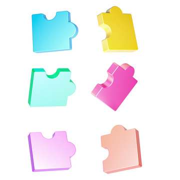 3D拼图碎片图标元素