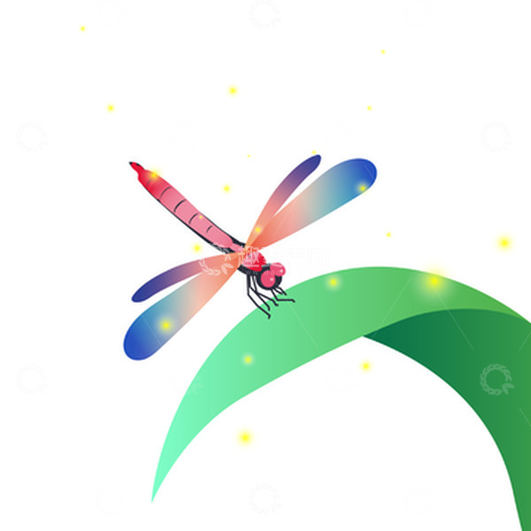 源文件下载【趣麦麦图】小清新惊蛰蜻蜓矢量插画
