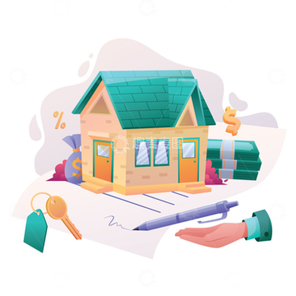 源文件下载【趣麦麦图】卡通房子房屋建筑洋房合同钥匙钱币租房扁平