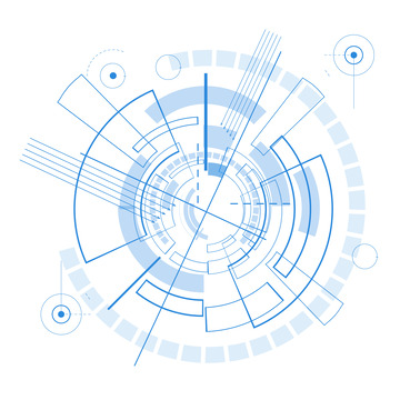 蓝色科技电路网络线条装饰元素
