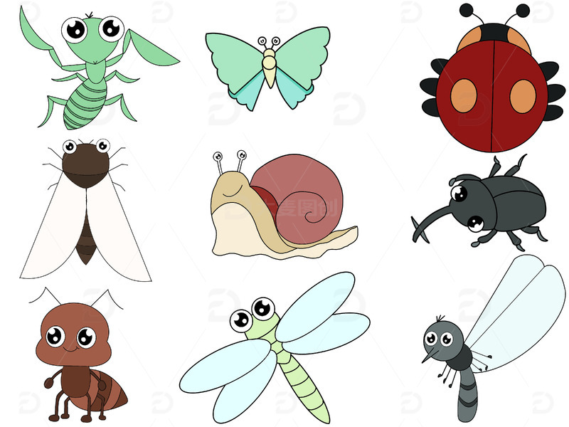 扁平创意惊蛰小动物组合