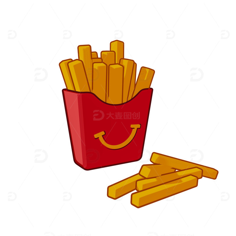 源文件下载【趣麦麦图】炸薯条快餐美食三渲二卡通手绘风格插画图标