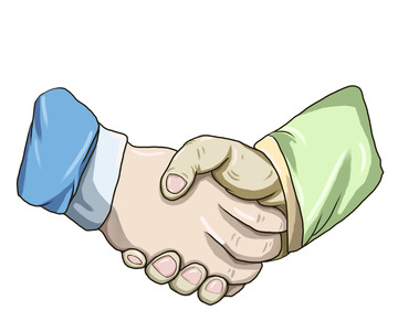 合伙人诚信握手商务交流权益手绘素材