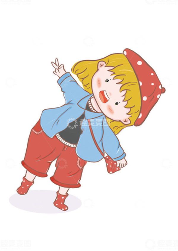 源文件下载【趣麦麦图】戴帽子的女孩免扣Q版人物