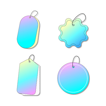 扁平酸性风渐变电商吊牌标签元素