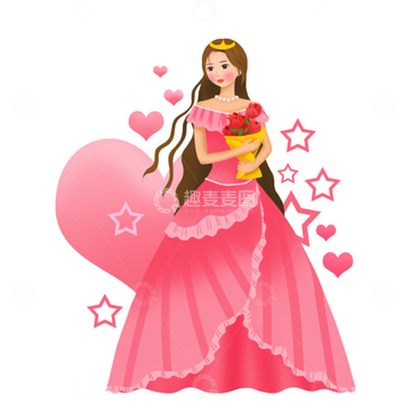 源文件下载【趣麦麦图】粉色女神节女王爱心玫瑰花