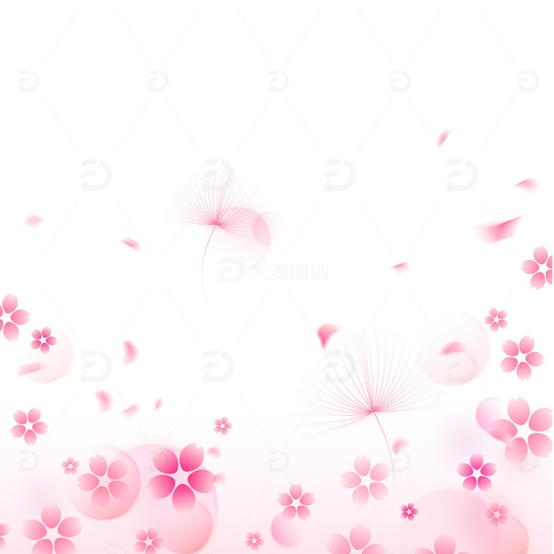源文件下载【趣麦麦图】粉色樱花雨花瓣飘落背景装饰素材