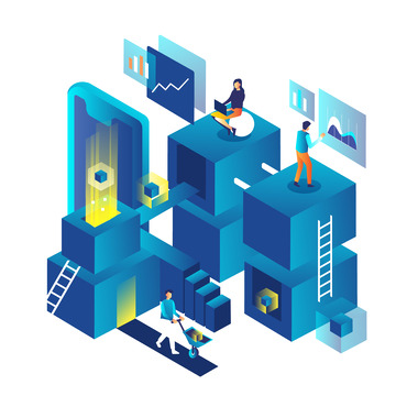 科技互联网人工智能操控台扁平矢量