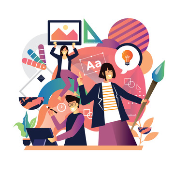 绘画字体创意平面设计设计师扁平矢量