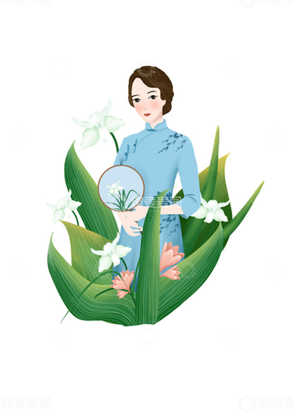 源文件下载【趣麦麦图】妇女节鲜花人物元素