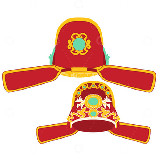 源文件下载【趣麦麦图】春节插画过年节日节气国潮官帽子