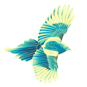 国潮青绿色中国风燕子鸟免扣插画元素可换色