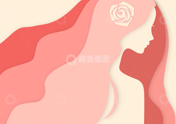 源文件下载【趣麦麦图】38妇女节侧脸剪纸人物