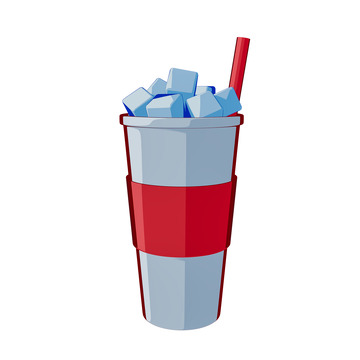 可乐饮料冰饮杯子吸管三渲二卡通风格图标