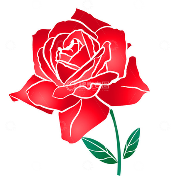 源文件下载【趣麦麦图】红色玫瑰装饰手绘元素