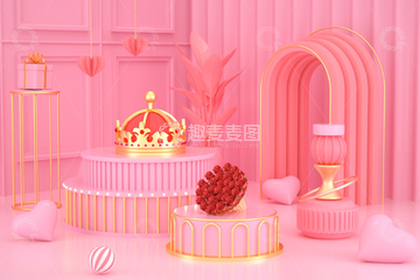 源文件下载【趣麦麦图】3D立体38妇女节女神节场景