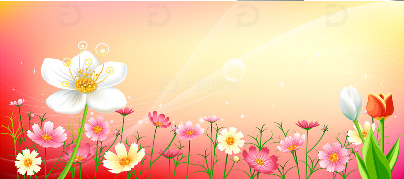 春天背景花朵花丛梦幻花束春分