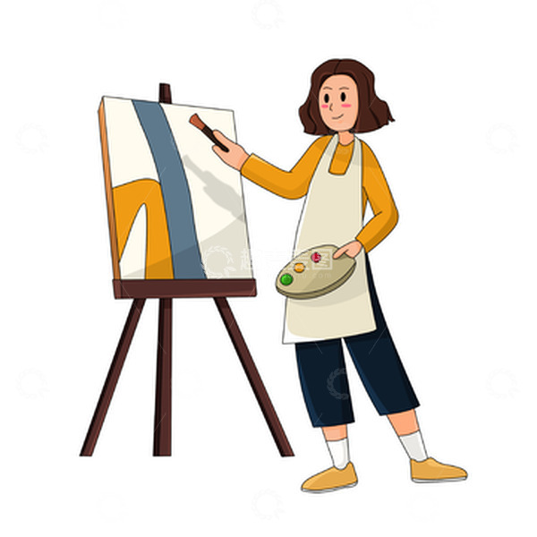 源文件下载【趣麦麦图】-女性画家职业人物元素